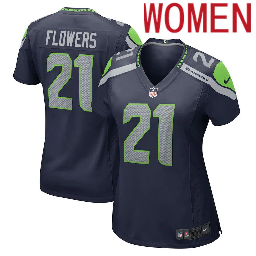 Women Seattle Seahawks 21 Tre Flowers Nike College Navy Game NFL Jersey